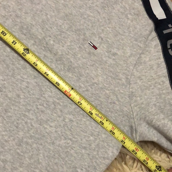 Tommy Hilfiger Crewneck Sweatshirt-Sz S-Gray with Spell-Out Sleeves-EUC - Picture 10 of 13